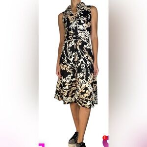 H&M linen shirt Dress women's 12 belt Button Down Black White Beige sleeveless